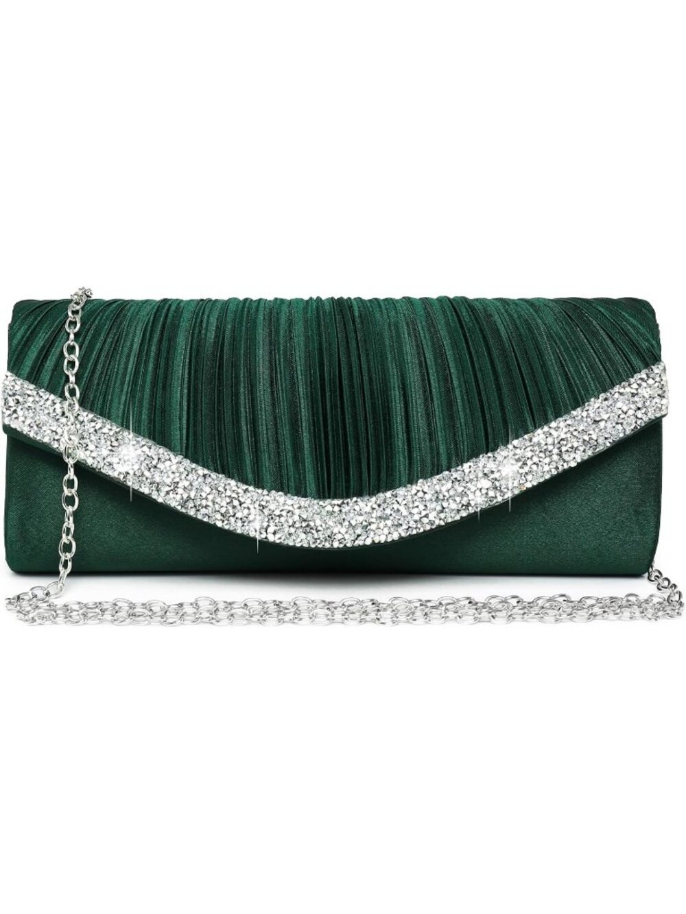 Women's Green Rhinestone Evening Clutch Purse Formal Hand Bag Prom Party Bag